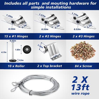 Imagem de Conjunto de dobradiças para rolos de porta de garagem Lounsweer 117 unidades de nylon