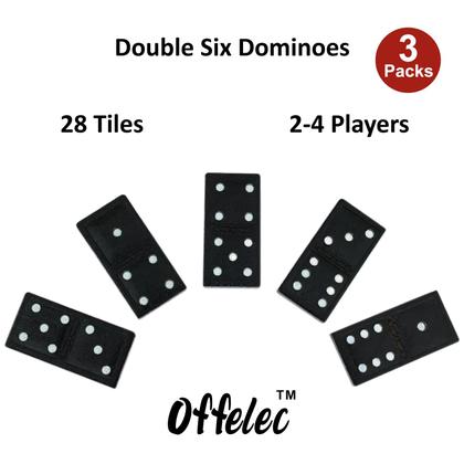 Imagem de Conjunto de dominó Offelec Wooden Double Six 28 Tiles para crianças e adultos