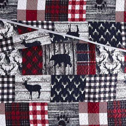 Imagem de Conjunto de edredões UMCHORD Cabin Queen com 2 fronhas Christmas Rustic