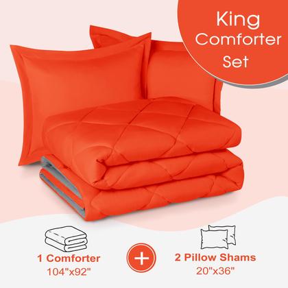 Imagem de Conjunto de edredom Basic Beyond King Size Orange Reversível