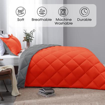 Imagem de Conjunto de edredom Basic Beyond King Size Orange Reversível