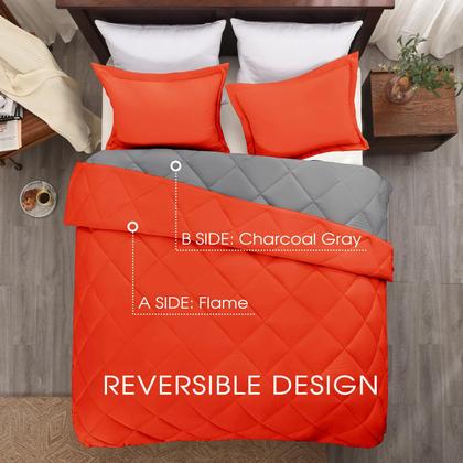 Imagem de Conjunto de edredom Basic Beyond King Size Orange Reversível