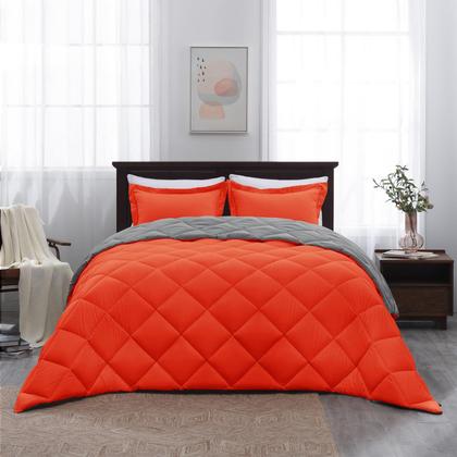Imagem de Conjunto de edredom Basic Beyond King Size Orange Reversível
