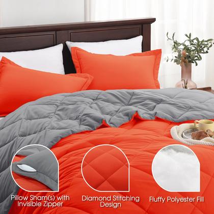 Imagem de Conjunto de edredom Basic Beyond King Size Orange Reversível