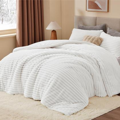 Imagem de Conjunto de edredom BEDELITE Fleece King Super Soft & Warm White