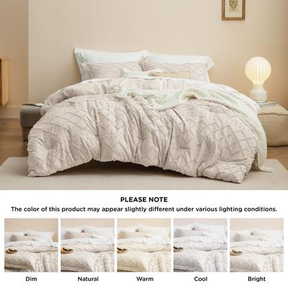 Imagem de Conjunto de edredom Bedsure Full Bege com 2 fronhas, 3 peças