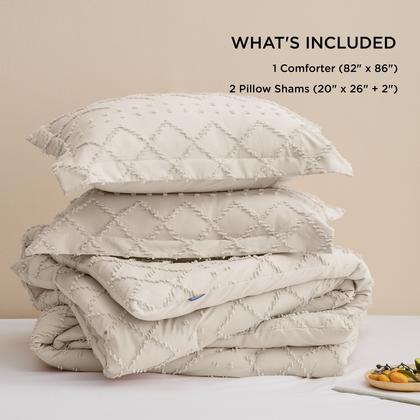 Imagem de Conjunto de edredom Bedsure Full Bege com 2 fronhas, 3 peças