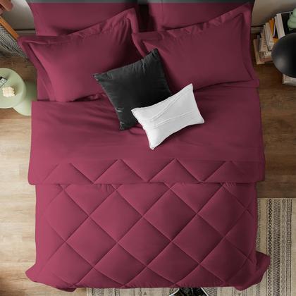 Imagem de Conjunto de edredom CozyLux King Burgundy de 7 peças de cama em uma bolsa