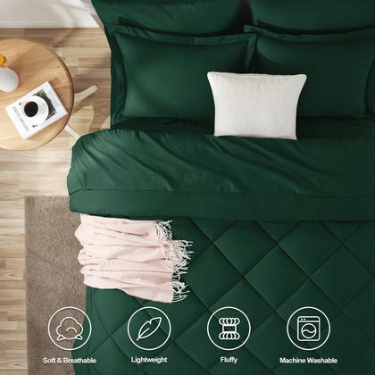 Imagem de Conjunto de edredom CozyLux Queen Emerald Green, 7 peças, cama em bolsa