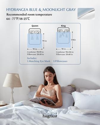 Imagem de Conjunto de edredom HugNest King 229x264 cm, respirável, leve