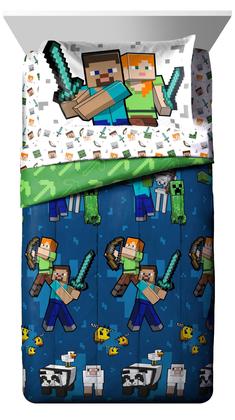 Imagem de Conjunto de edredom Jay Franco Minecraft Twin com lençol e travesseiro