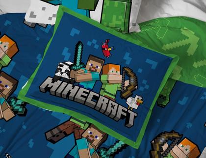 Imagem de Conjunto de edredom Jay Franco Minecraft Twin com lençol e travesseiro