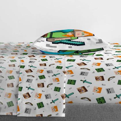 Imagem de Conjunto de edredom Jay Franco Minecraft Twin com lençol e travesseiro