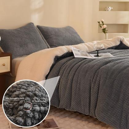 Imagem de Conjunto de edredom LlanCl 3D Jacquard Design King Size Cinza