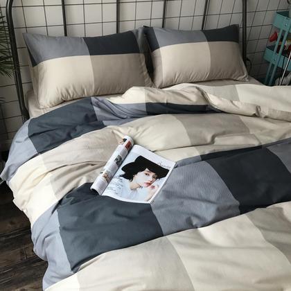 Imagem de Conjunto de edredom mixinni Modern Style Checkered Pattern Queen