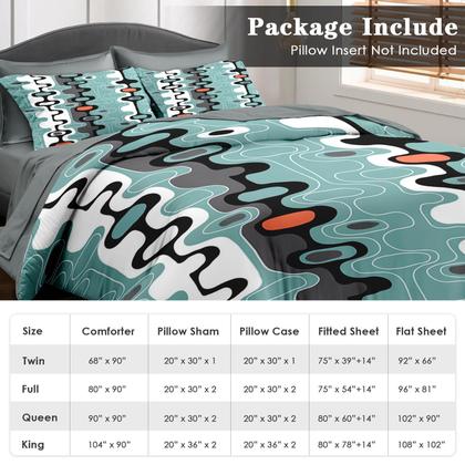 Imagem de Conjunto de edredom Pamnest em tamanho real, listras retrô de meados do século