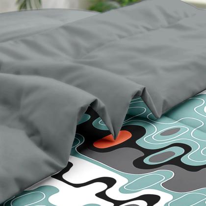 Imagem de Conjunto de edredom Pamnest em tamanho real, listras retrô de meados do século