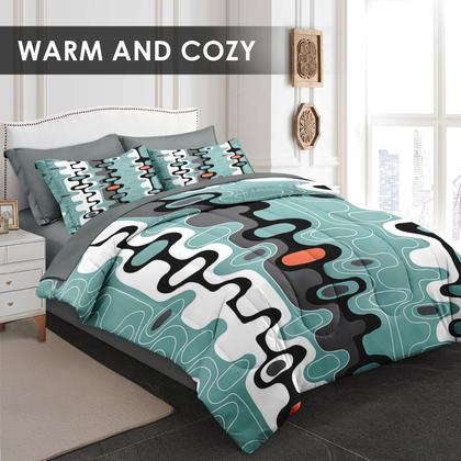 Imagem de Conjunto de edredom Pamnest em tamanho real, listras retrô de meados do século