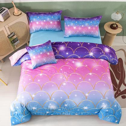 Imagem de Conjunto de edredom PERFEMET Mermaid Scale, 6 peças, tamanho duplo