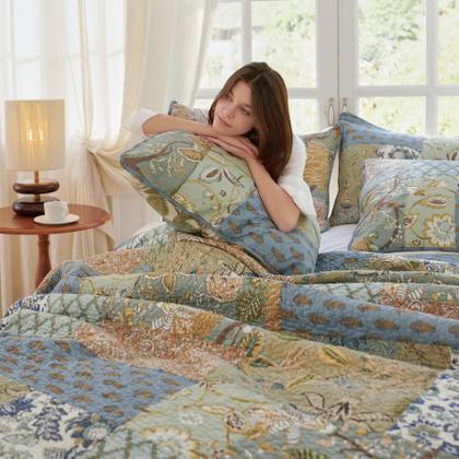 Imagem de Conjunto de edredom Secgo King Size 100% algodão verde com 2 capas