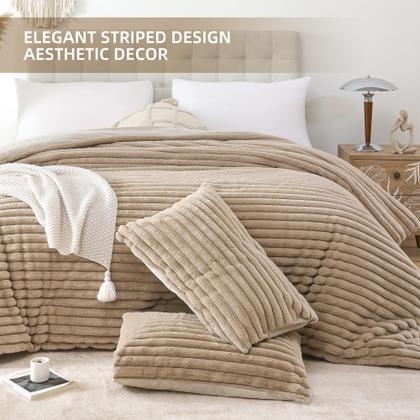 Imagem de Conjunto de edredom Smoofy Fluffy Linen Fleece King com 2 fronhas