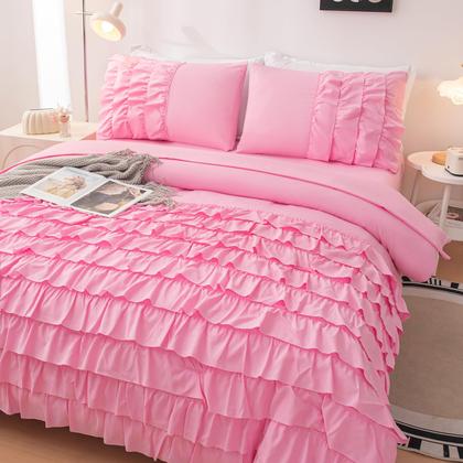 Imagem de Conjunto de edredom Yadangxiawa Pink Princess Dress Queen Size