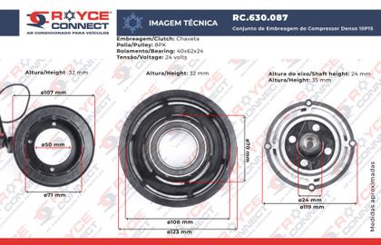Imagem de Conjunto De Embreagem Do Compressor Denso 10p15 Caminhão 24v