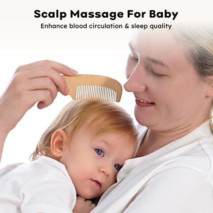 Imagem de Conjunto de escova e pente para bebês Yoofoss Wooden com cabelo de cabra