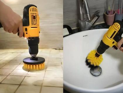 Imagem de Conjunto De Escovas Rotativas Para Limpeza De Carro Pisos Móveis Com Extensor 14 Peças 