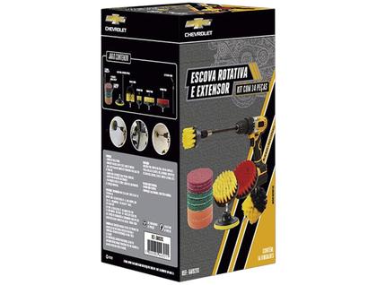 Imagem de Conjunto De Escovas Rotativas Para Limpeza De Carro Pisos Móveis Com Extensor 14 Peças 