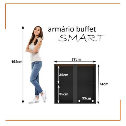 Imagem de Conjunto de Escritório 3 Peças Smart Office 2 Mesas e 1 Aparador Buffet