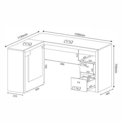 Imagem de Conjunto de Escritório com Escrivaninha 04 pç CJ18-045 Tecnomóbili