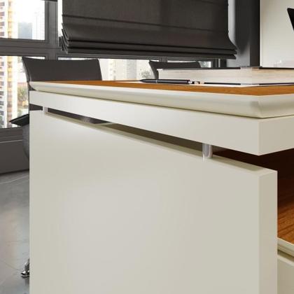 Imagem de Conjunto De Escritório Office 2 Peças Mesa Armário Alto Tund - Off White E Cedro Off White E Cedro