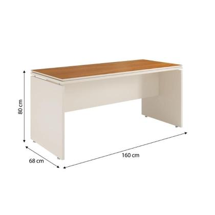Imagem de Conjunto De Escritório Office 2 Peças Mesa Armário Alto Tund - Off White E Cedro Off White E Cedro