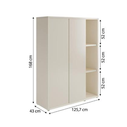 Imagem de Conjunto De Escritório Office 2 Peças Mesa Armário Alto Tund - Off White E Cedro Off White E Cedro