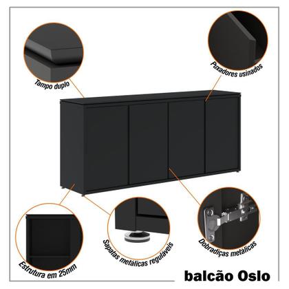 Imagem de Conjunto de Escritório Oslo 2 Peças Mesa e Buffet - ViaNossa
