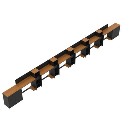 Imagem de Conjunto De Escritório Tech 5 Livreiro 2 Buffet E 6 Mesas 90 - Preto E Cedro Preto E Cedro