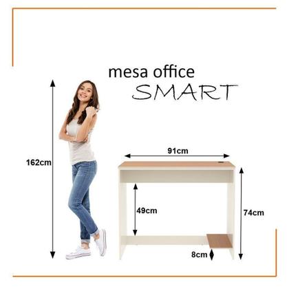 Imagem de Conjunto De Escritório Tech 6 Livreiro 2 Buffet E 7 Mesas 90 - Off White E Cedro Off White E Cedro