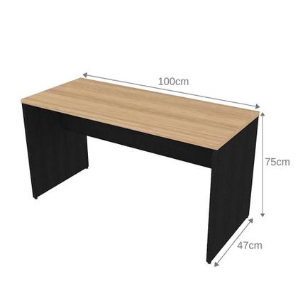 Imagem de Conjunto de Escrivaninha com Armário de Escritório Tonal 4 PT Preto e Carvalho Mel