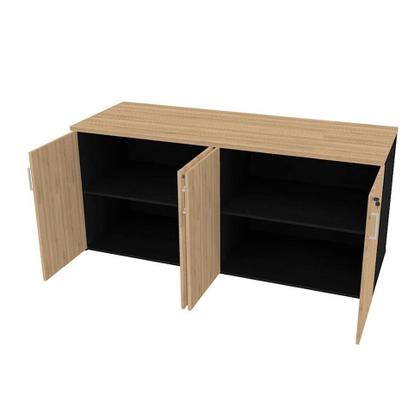 Imagem de Conjunto de Escrivaninha com Armário de Escritório Tonal 4 PT Preto e Carvalho Mel