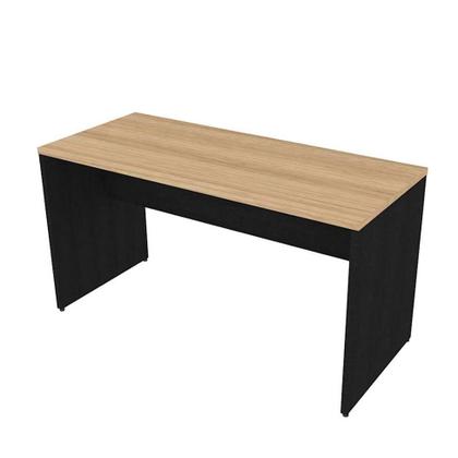 Conjunto de Escrivaninha com Armário de Escritório Tonal 4 PT Preto e Carvalho Mel - Bramov Imagem de Conjunto de Escrivaninha com Armário de Escritório Tonal 4 PT Preto e Carvalho Mel