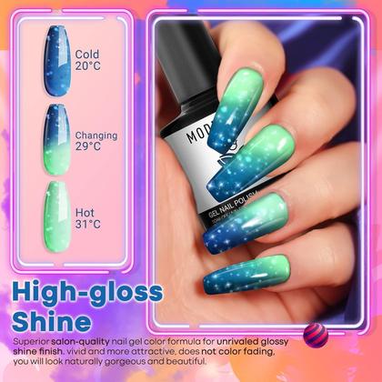 Imagem de Conjunto de esmaltes de gel modelones com 6 cores que mudam de cor