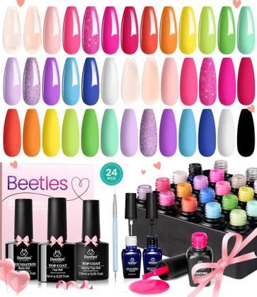 Imagem de Conjunto de Esmaltes em Gel Beetles - 24 Unidades com Base e Top Coat