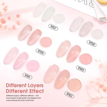 Imagem de Conjunto de esmaltes em gel CANNI Jelly Nude Pink 9 mL - 6 unidades