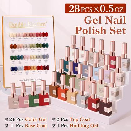 Imagem de Conjunto de Esmaltes em Gel Double Rhythm - 28 Unidades de 15ml (Verde Bordô)