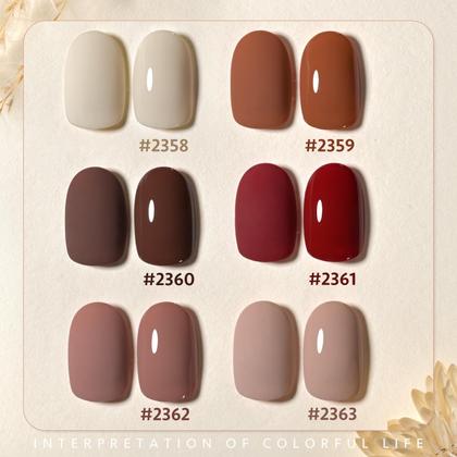 Imagem de Conjunto de Esmaltes em Gel GAOY - 6 Cores (6,5 mL cada) - Vermelho, Marrom, Nude e Branco