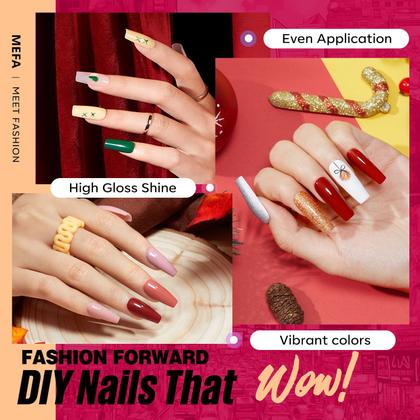 Imagem de Conjunto de Esmaltes em Gel MEFA - 32 Cores (Vermelho, Vinho, Champanhe)