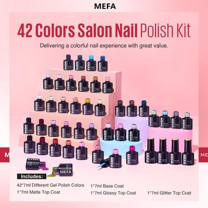 Imagem de Conjunto de Esmaltes em Gel MEFA - 46 Unidades com 42 Cores, Base e Top Coat