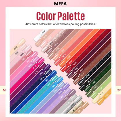 Imagem de Conjunto de Esmaltes em Gel MEFA - 46 Unidades com 42 Cores, Base e Top Coat