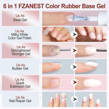 Imagem de Conjunto de esmaltes FZANEST Rubber Base Gel 6 unidades de 7,5 ml com Builder